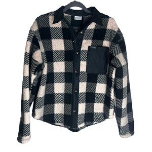 NWOT Columbia Women West Bend buffalo plaid pink/black shirt jacket Medium